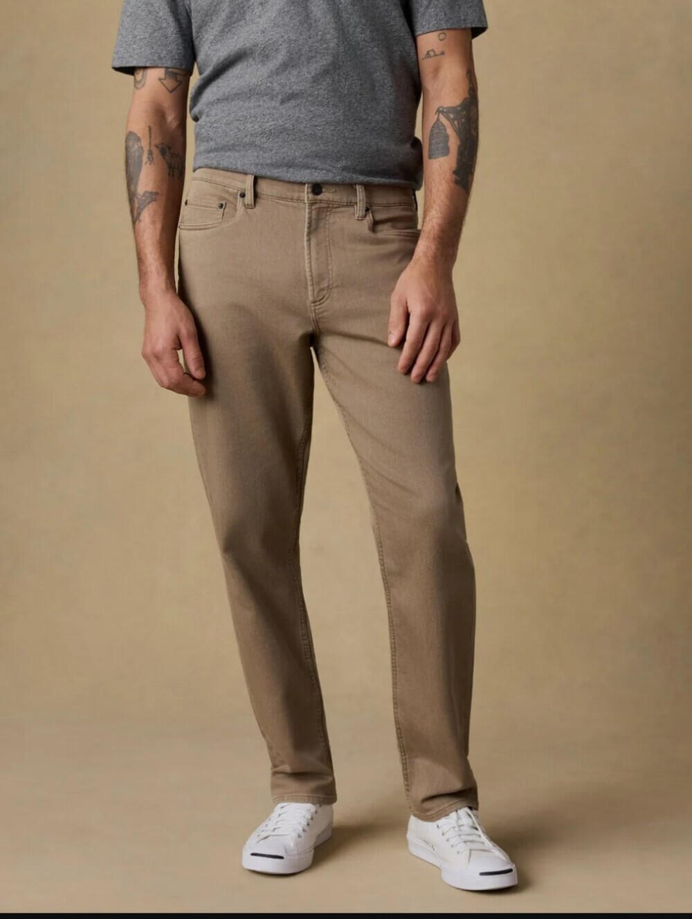 Faherty Stretch Terry 5-Pocket Athletic Fit Pant - Desert Khaki